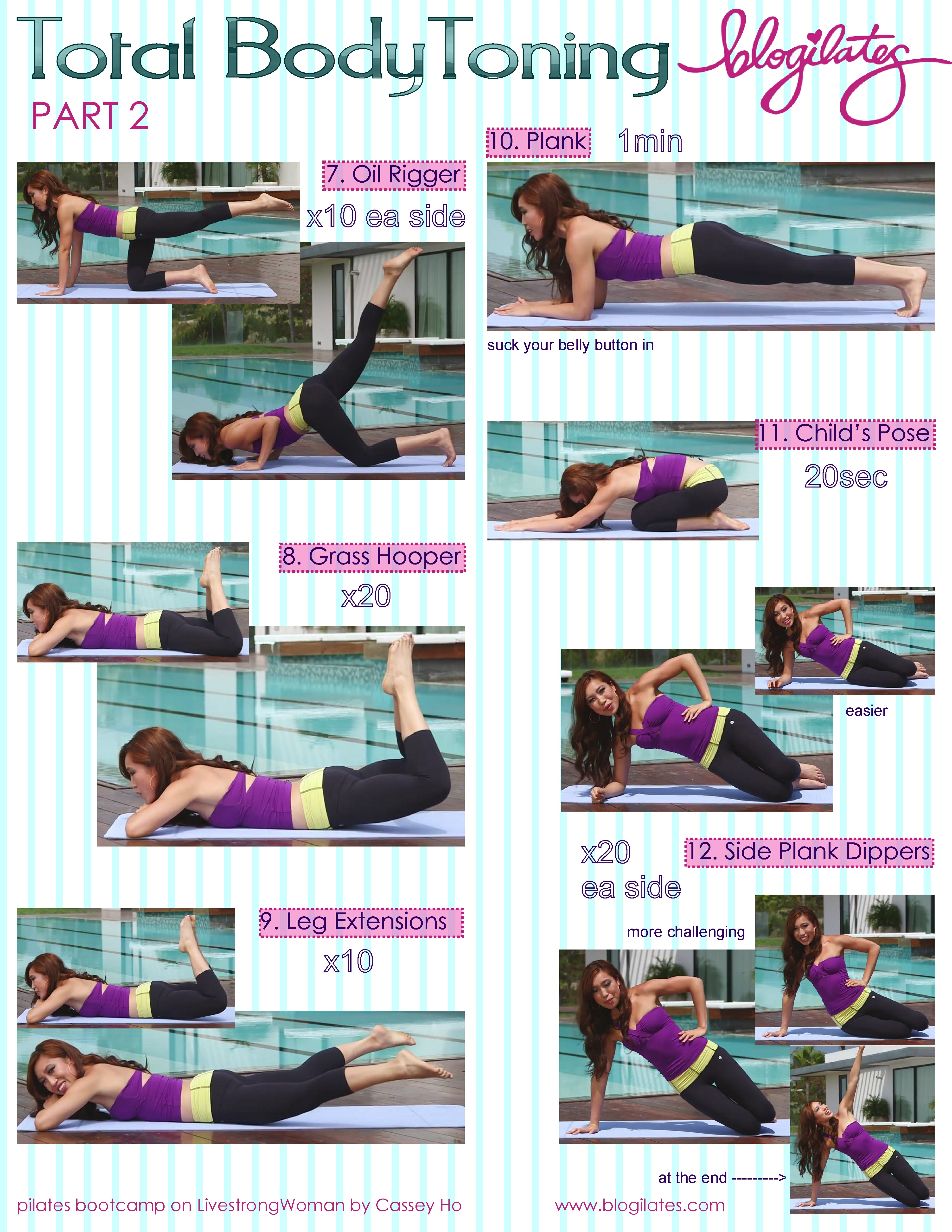 8 weeks, 3 or 5 workouts/week. Pilates Bootcamp: Total Body Toning Printable - Blogilates