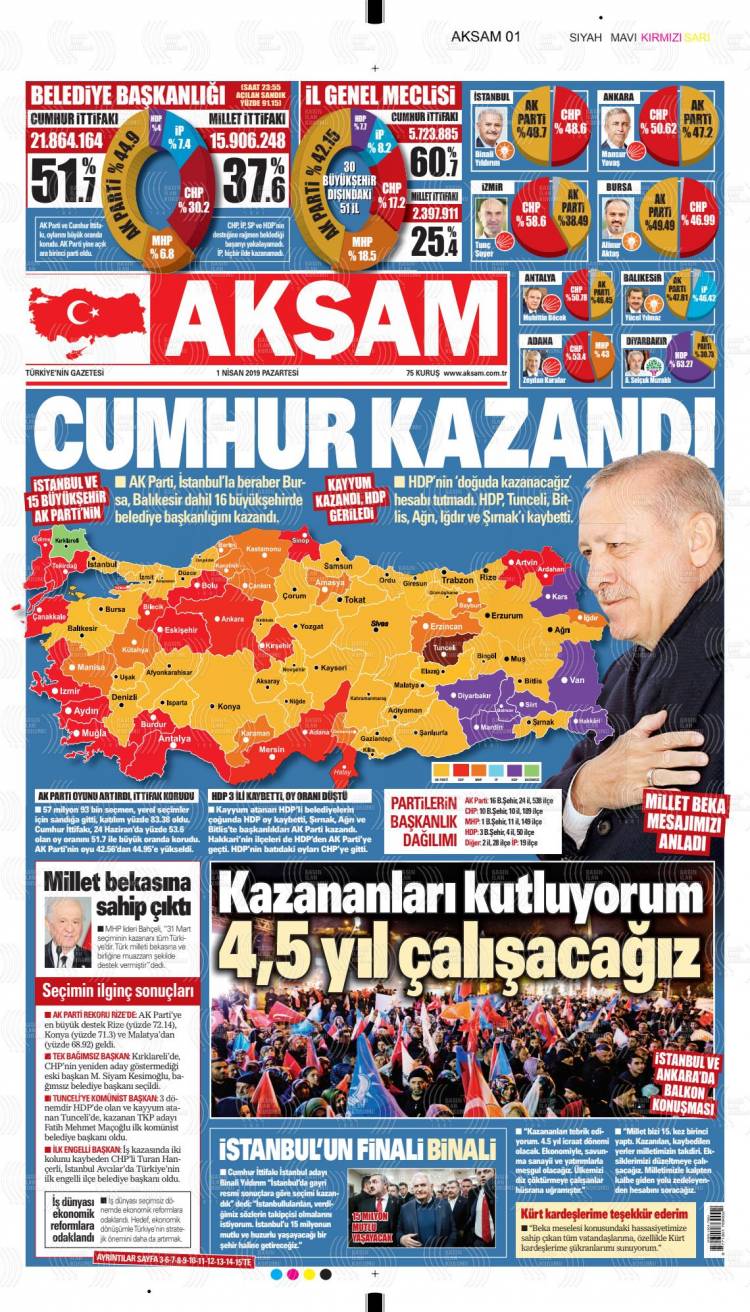 Günün Ulusal Gazete Manşetleri - 01 04 2019