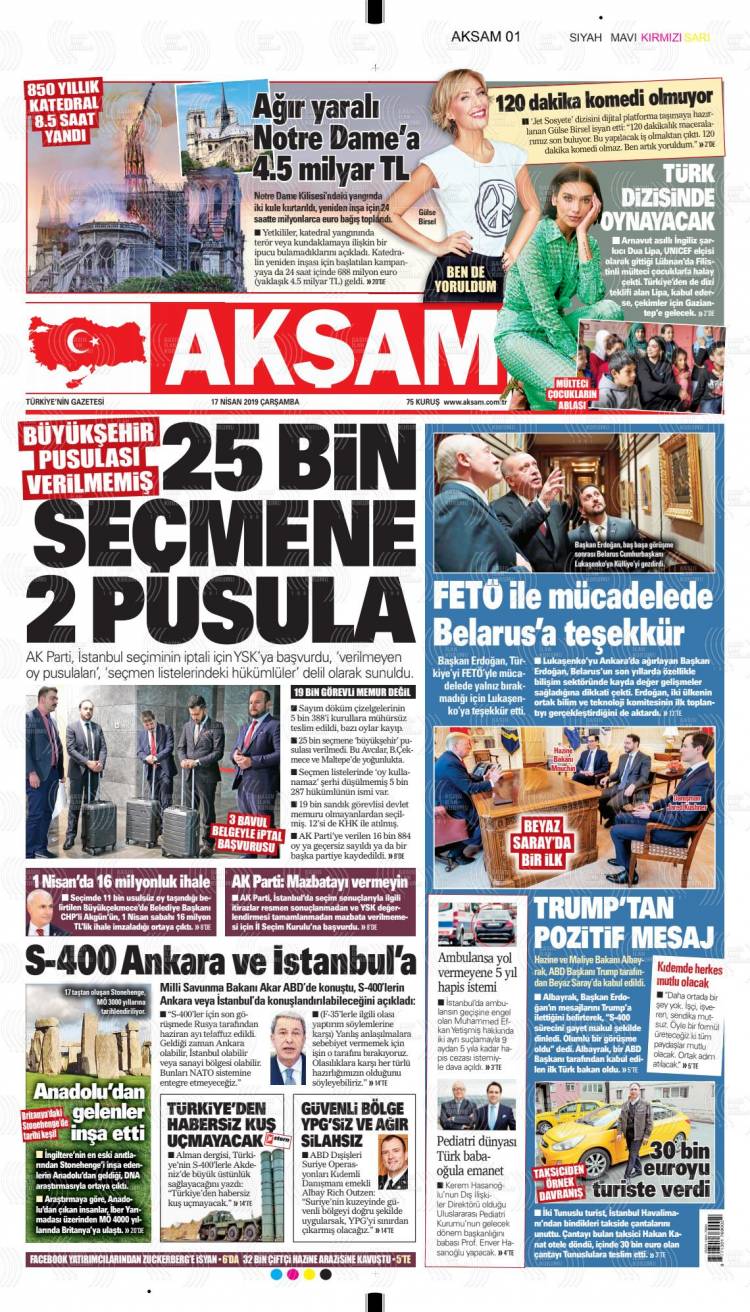Günün Ulusal Gazete Manşetleri - 17 04 2019