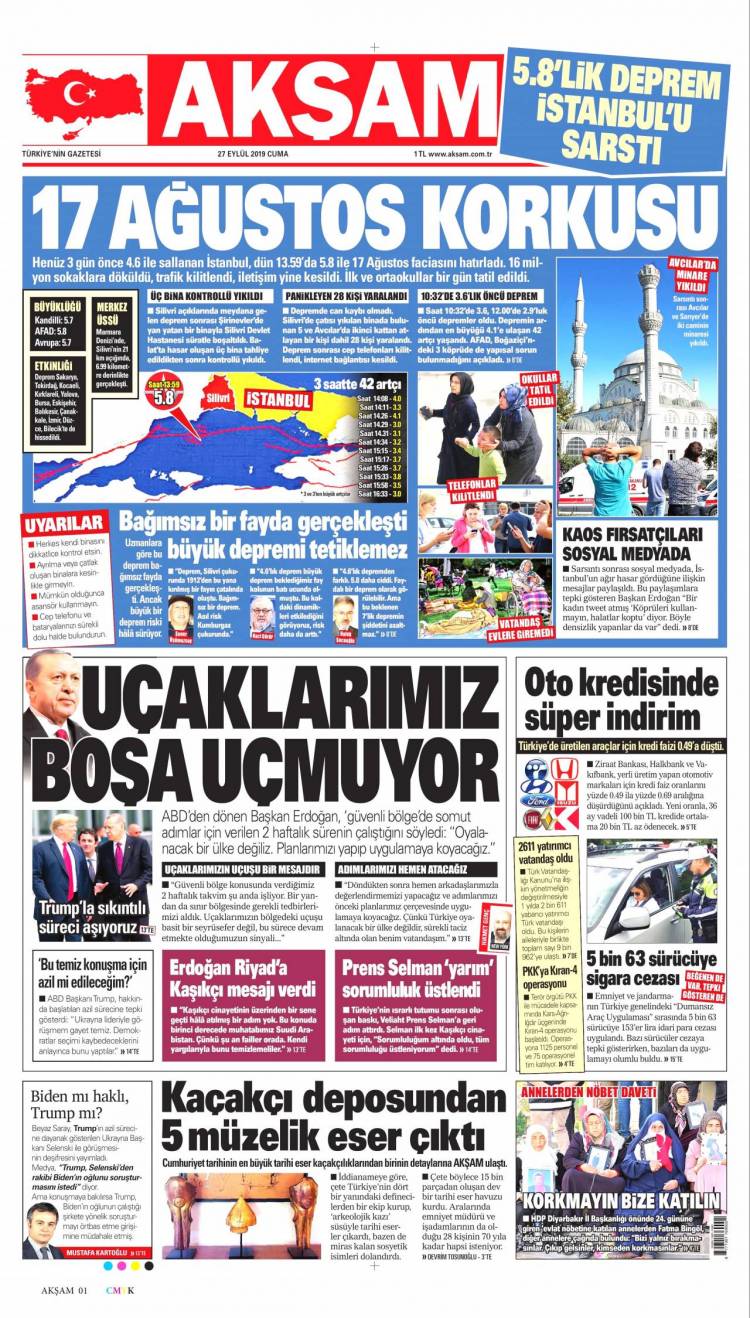 Günün Ulusal Gazete Manşetleri - 27 09 2019