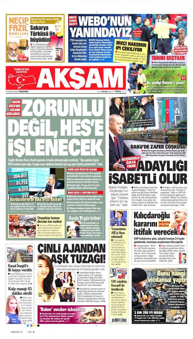 Günün Ulusal Gazete Manşetleri - 10 12 2020