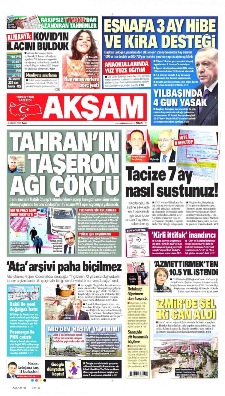 Günün Ulusal Gazete Manşetleri - 15 12 2020
