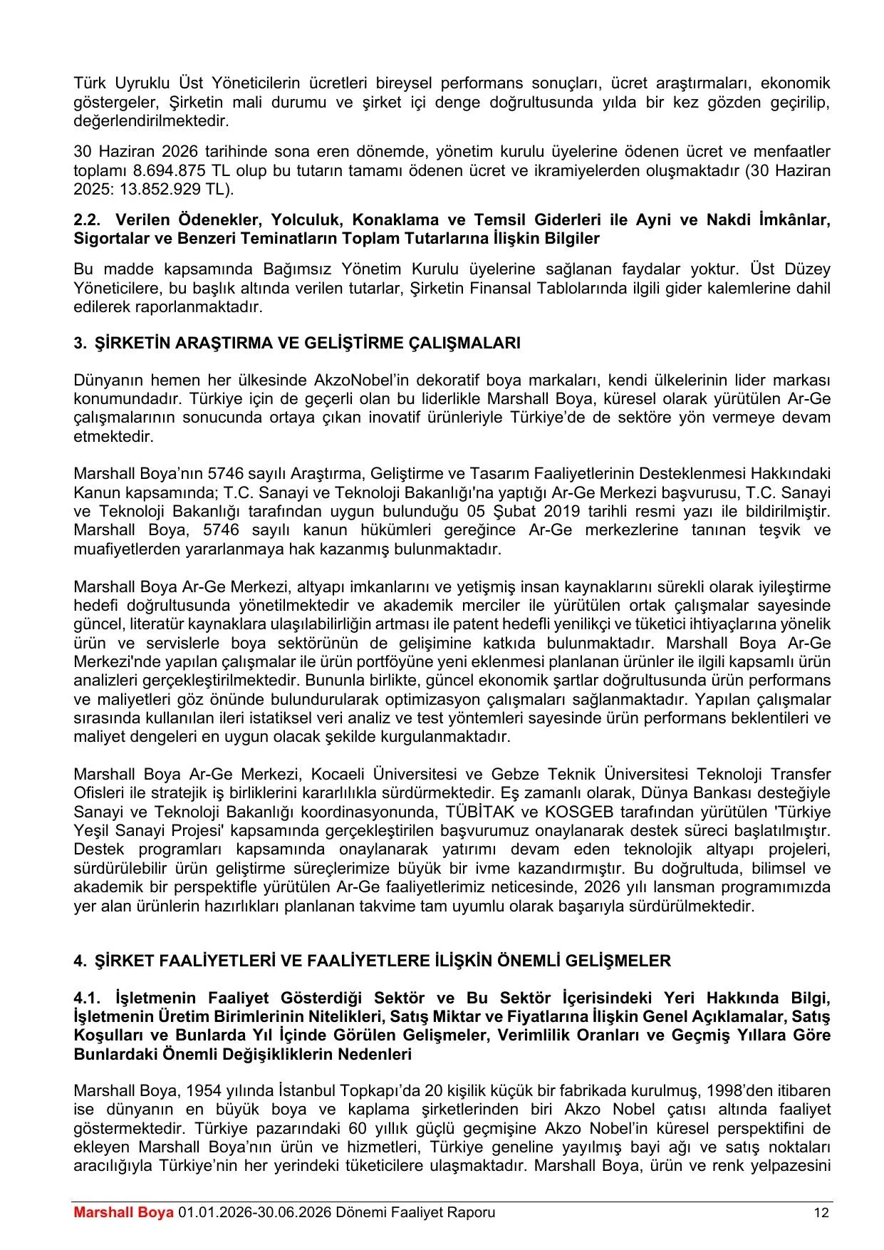 Marshall Boya 30.06.2026 Tarihli Faaliyet Raporu.pdf — sayfa 14