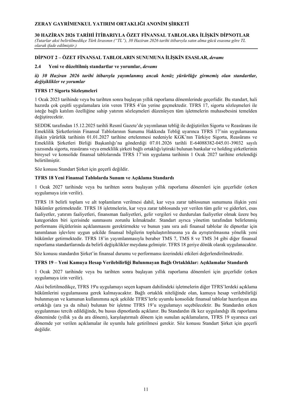 ZERAY GYO 30 Haziran 2026 Finansal Raporlar k.pdf โ sayfa 14