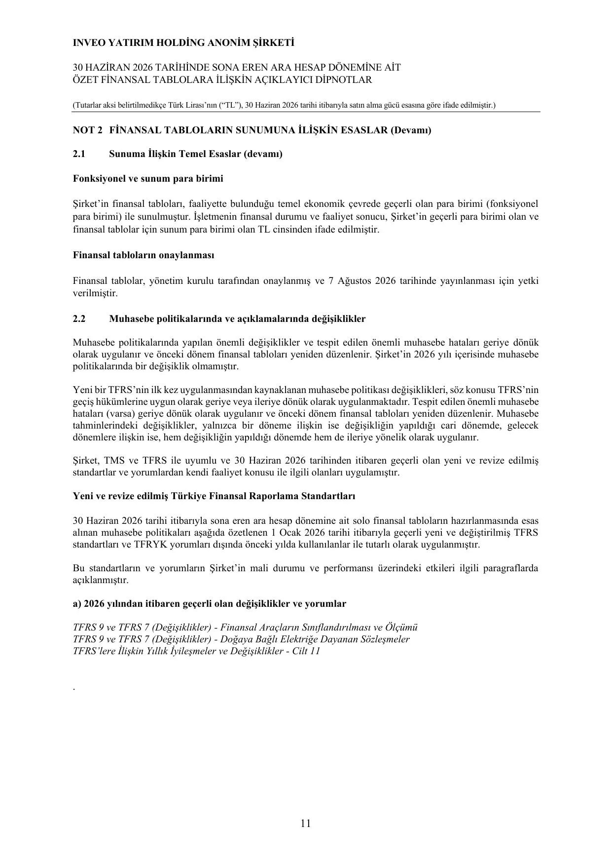 Inveo Yatırım Holding A.Ş. Finansal Rapor 30 Haziran 2026.pdf — sayfa 14