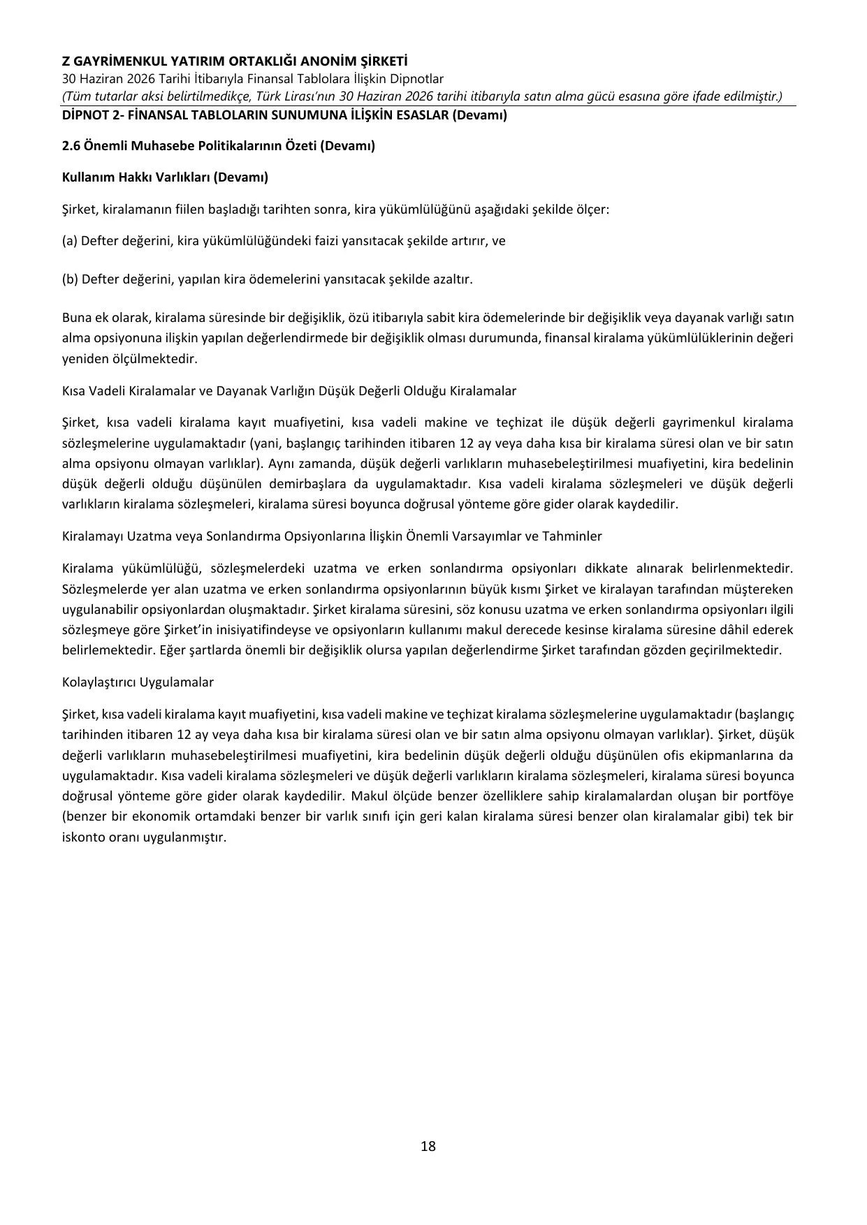 Z GYO_Finansal Rapor 30.06.2026 .pdf — sayfa 22