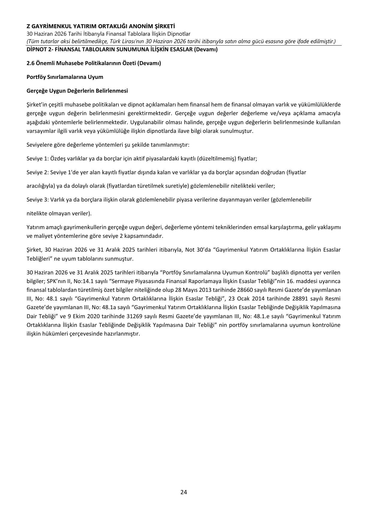 Z GYO_Finansal Rapor 30.06.2026 .pdf — sayfa 28