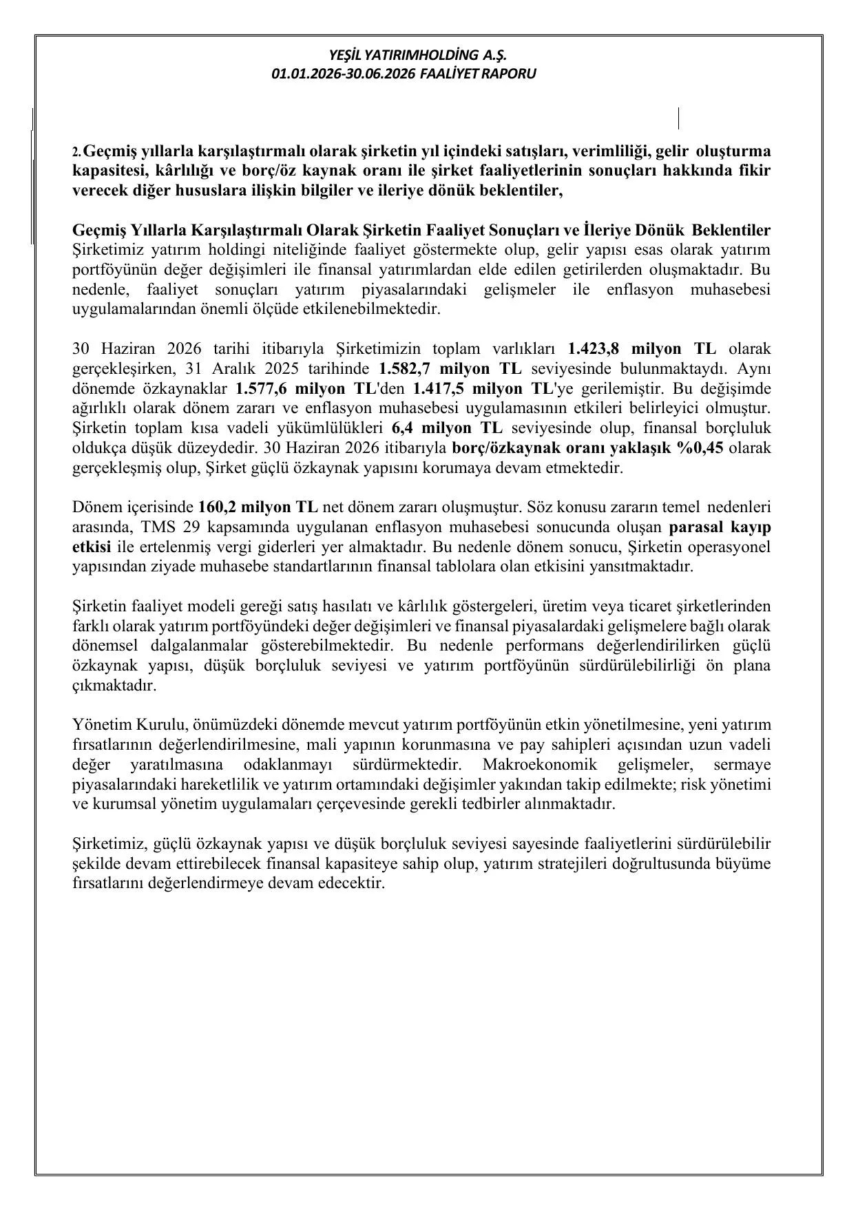 30.06.2026 Yeşil Yatırım Holding A.Ş.Faaliyet Raporu.pdf — sayfa 14