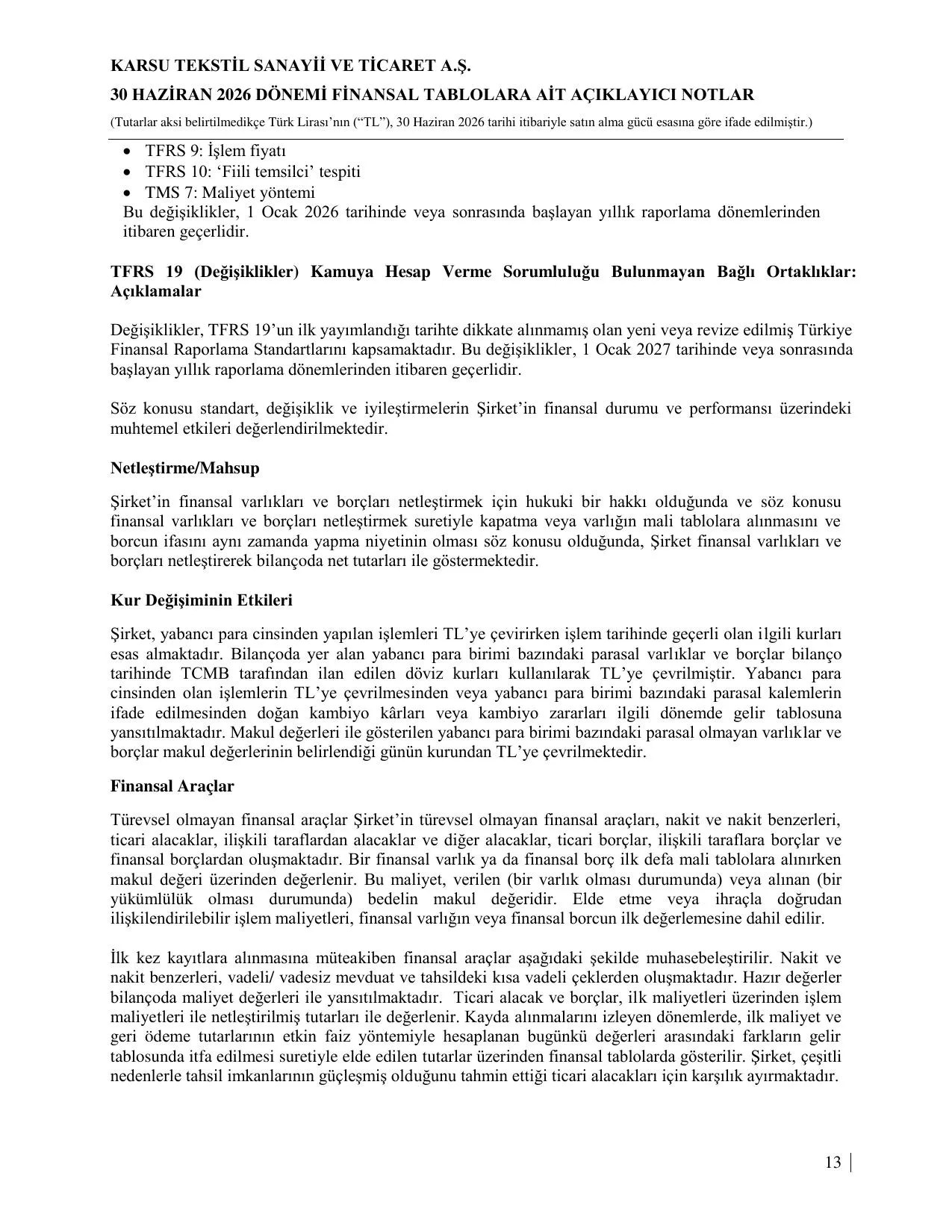 KARSU 30.06.2026 Finansal Tablo ve Dipnotlar.pdf โ sayfa 14