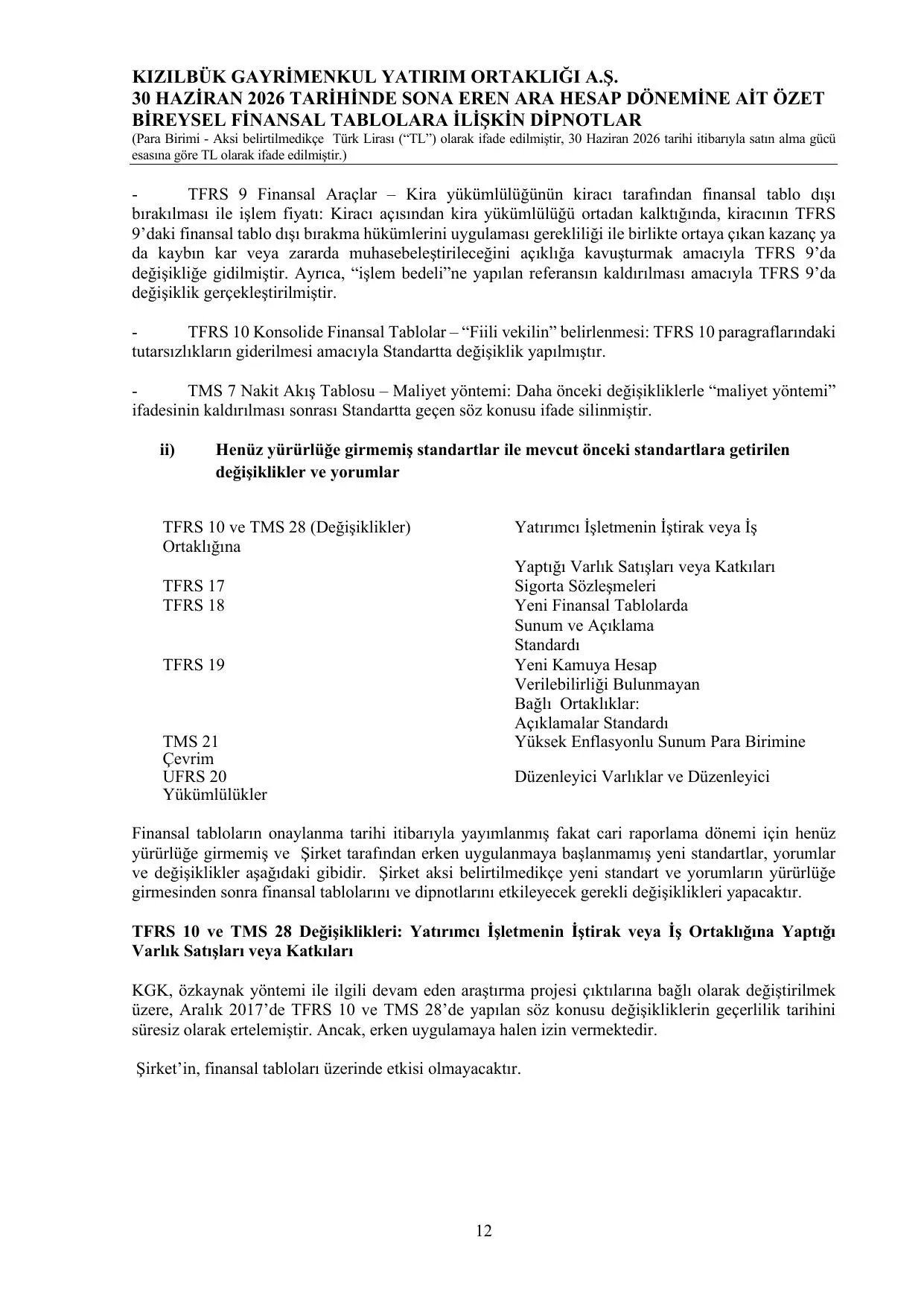 Kฤฑzฤฑlbรผk_GYO_Bireysel_Finansal_Rapor_30062026.pdf โ sayfa 14