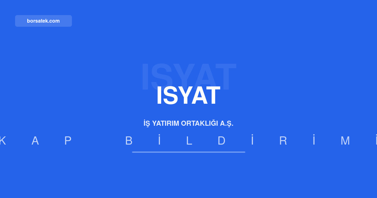 İş Yatırım Ortaklığı'nın 5 Haziran 2026 tarihli haftalık raporu Borsatek