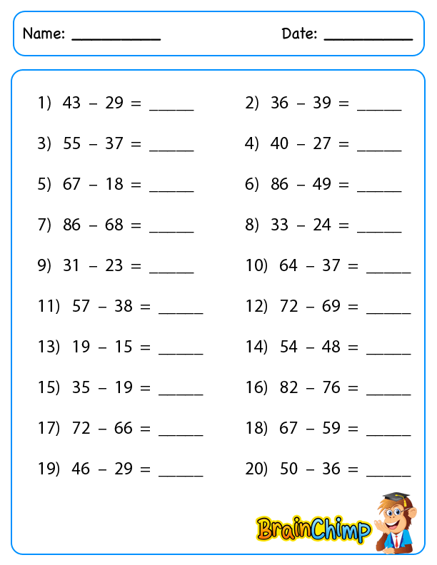 subtraction brainchimp