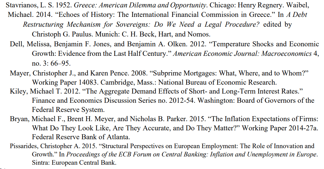 BPEA reference list example