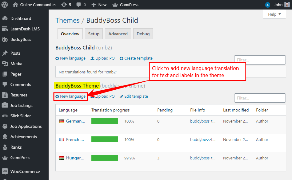 Internationalization is the process of developing your theme, so it can easily. Translating The Buddyboss Theme Knowledge Base Buddyboss Resources