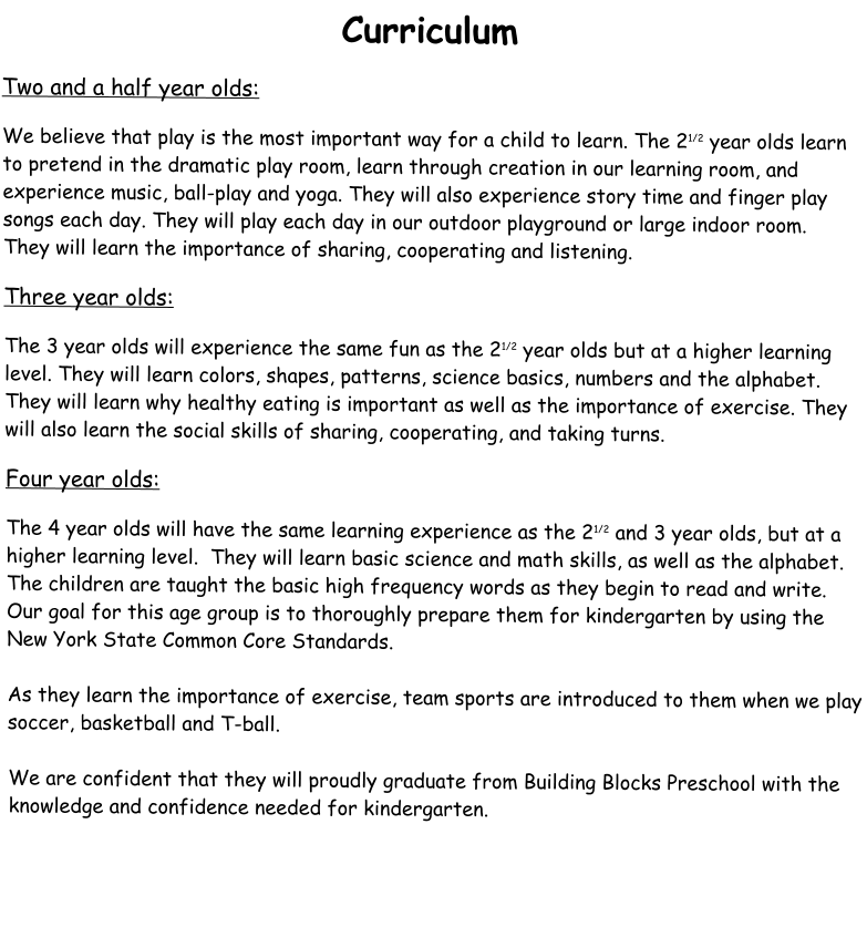 Standards · n2016 new york state prekindergarten foundation for the common core . Our Program Building Blocks Preschool Nursery School Oceanside Ny 11572 11510 11518 11570