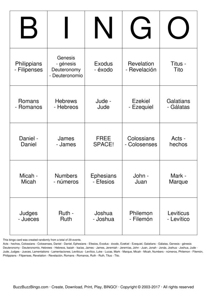 These printable valentine bingo cards make a quick valentine's day game for your classroom, group, o. Books of Bible Bingo Cards to Download, Print and Customize!