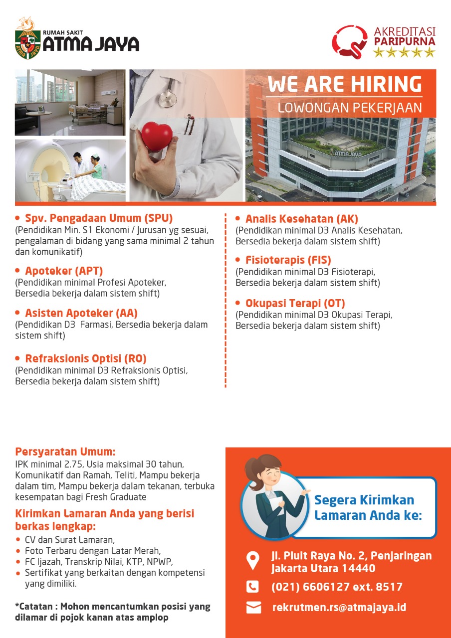 LOWONGAN FISIOTERAPI RS ATMA JAYA – Vincentius Career Center
