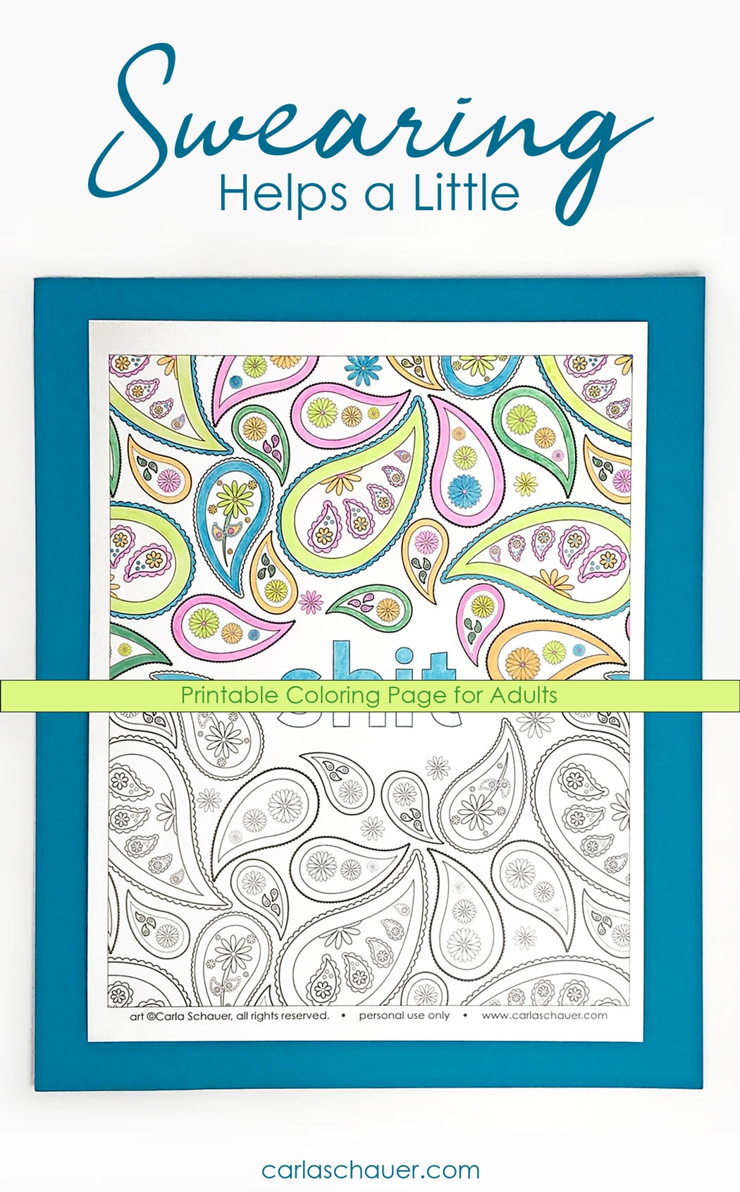 sweary cuss word coloring page for adults carla schauer designs