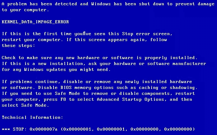 We seem to have a problem loading this page. Repair Your Windows And Fix Kernel Data Inpage Error