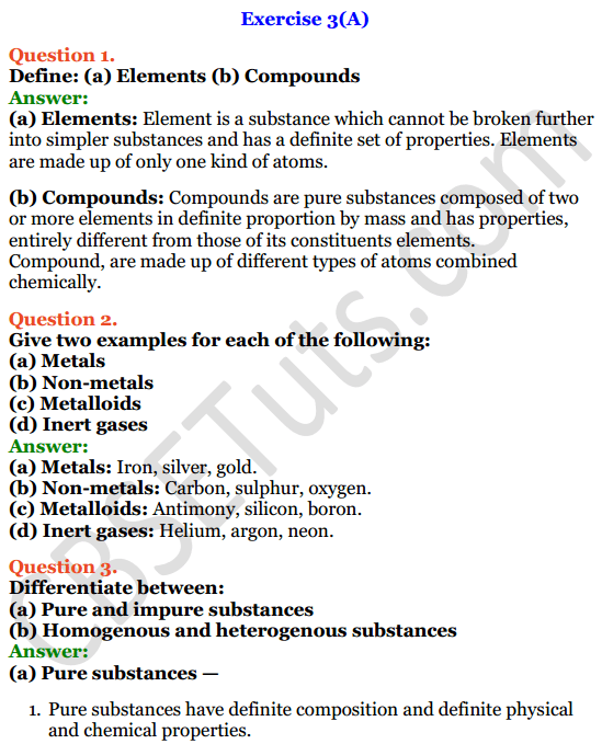 Selina Concise Chemistry Class 8 ICSE Solutions Chapter 3 ...