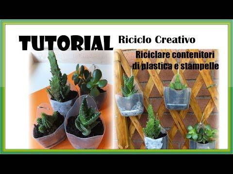 Riciclo creativo e fai da te in casa Riciclo Creativo Bottiglie Di Plastica Diventano Un Vaso Sospeso