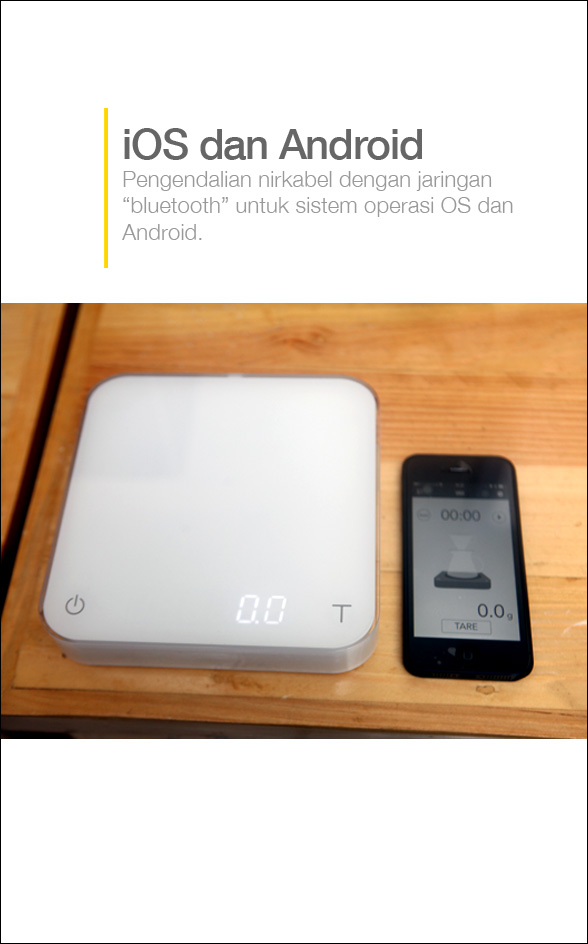 Aplikasi khusus yang mengubah gadget menjadi timbangan digital. Acaia Pearl Cikopi