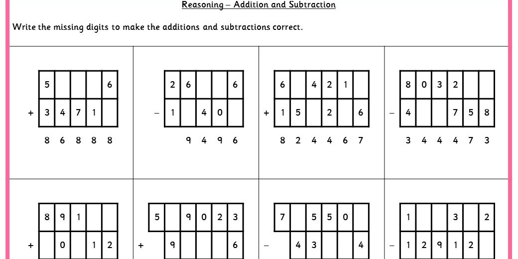 addition and subtraction ks2 reasoning test practice classroom secrets