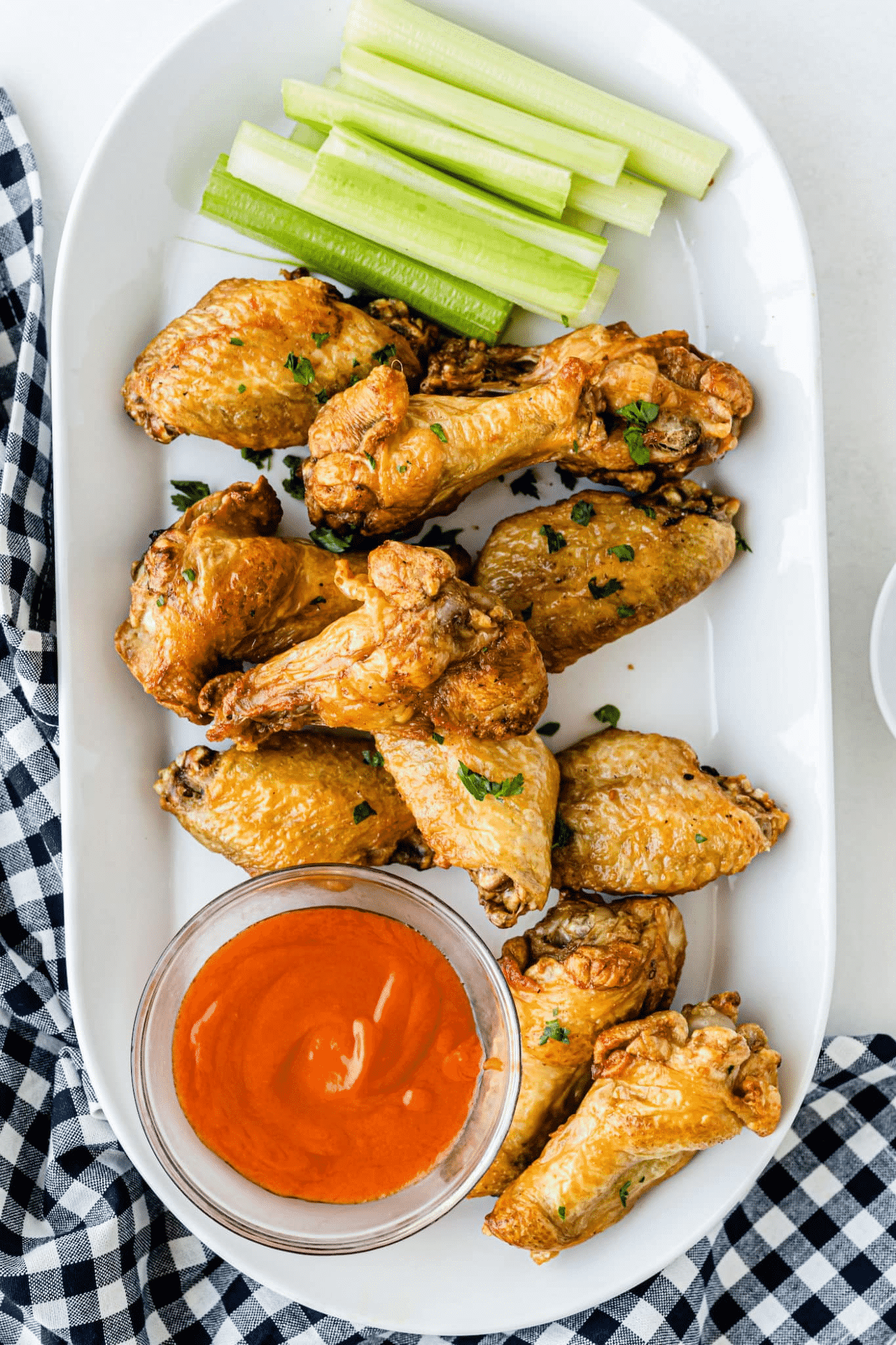Place on air frying basket, spacing evenly and air fry at 400˚f for 8 minutes per side, or a total of 16 minutes, or until chicken wings are . Air Fryer Frozen Buffalo Chicken Wings Clean Eating Kitchen
