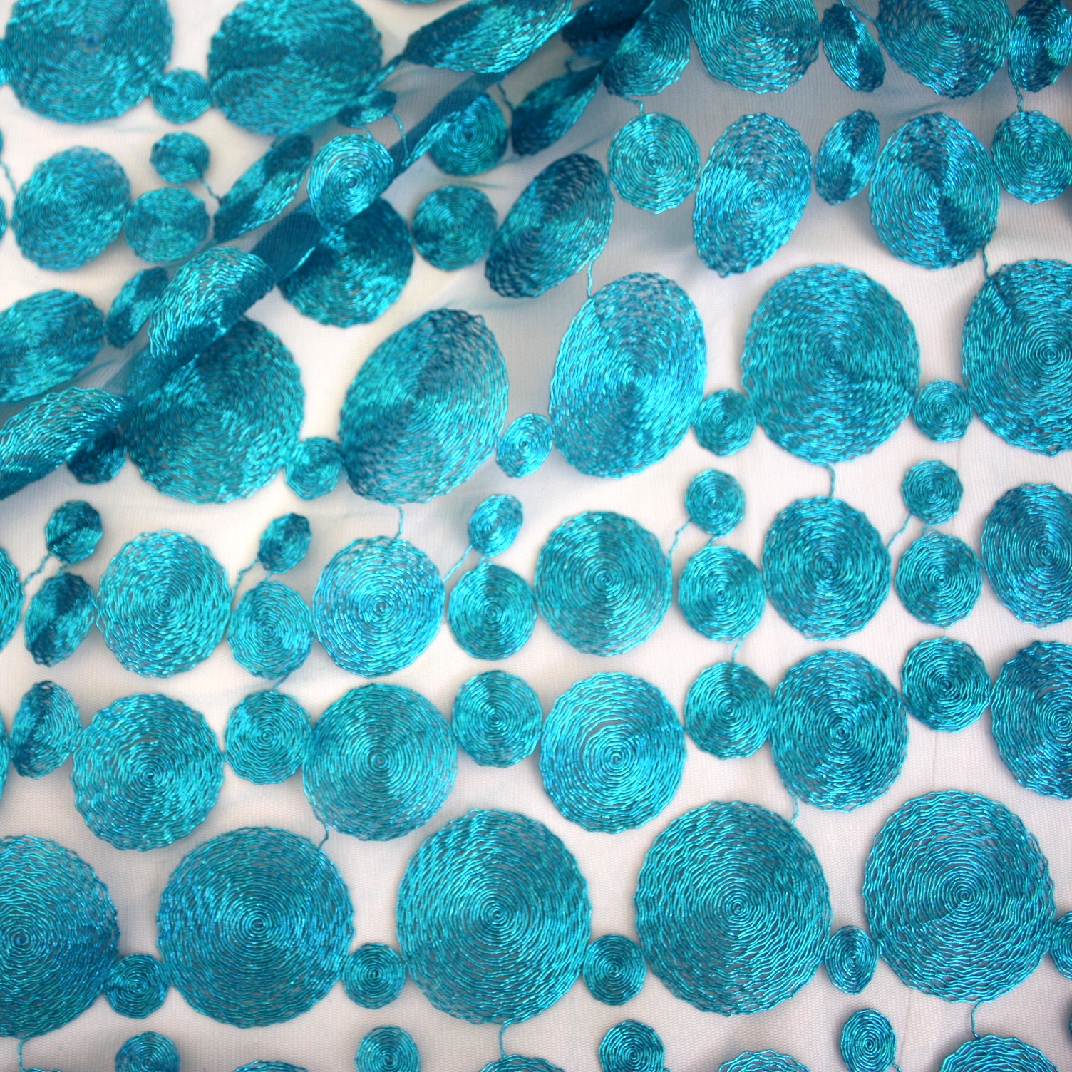 We are the top linen rental in rochester ny. Turquoise Metallic Coins table linen rentals tablecloth