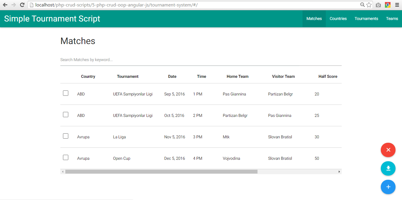 Simple PHP Tournament Script PHP AngularJS Download Code Simple PHP Tournament Script PHP AngularJS Download Code
