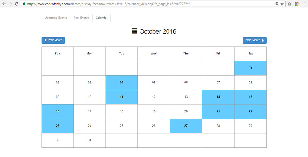 How To Display Facebook Page Events on site using PHP?