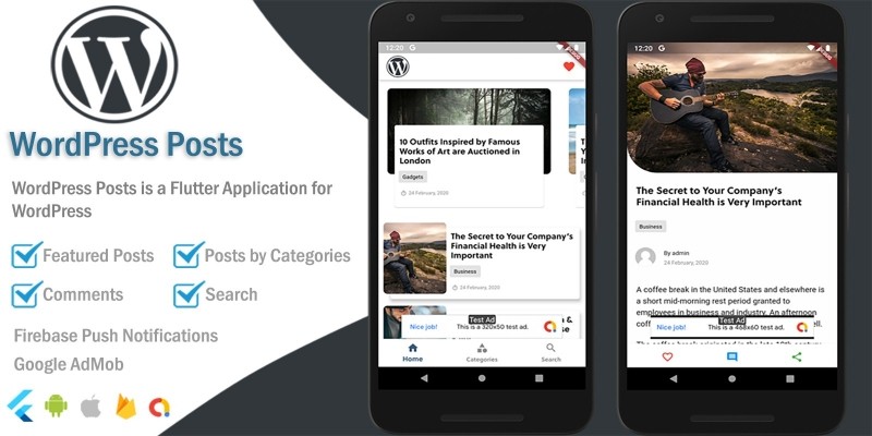 After trying it, it didn't work for a wordpress website with woocommerce. Wordpress Posts Flutter By Stangisa Codester