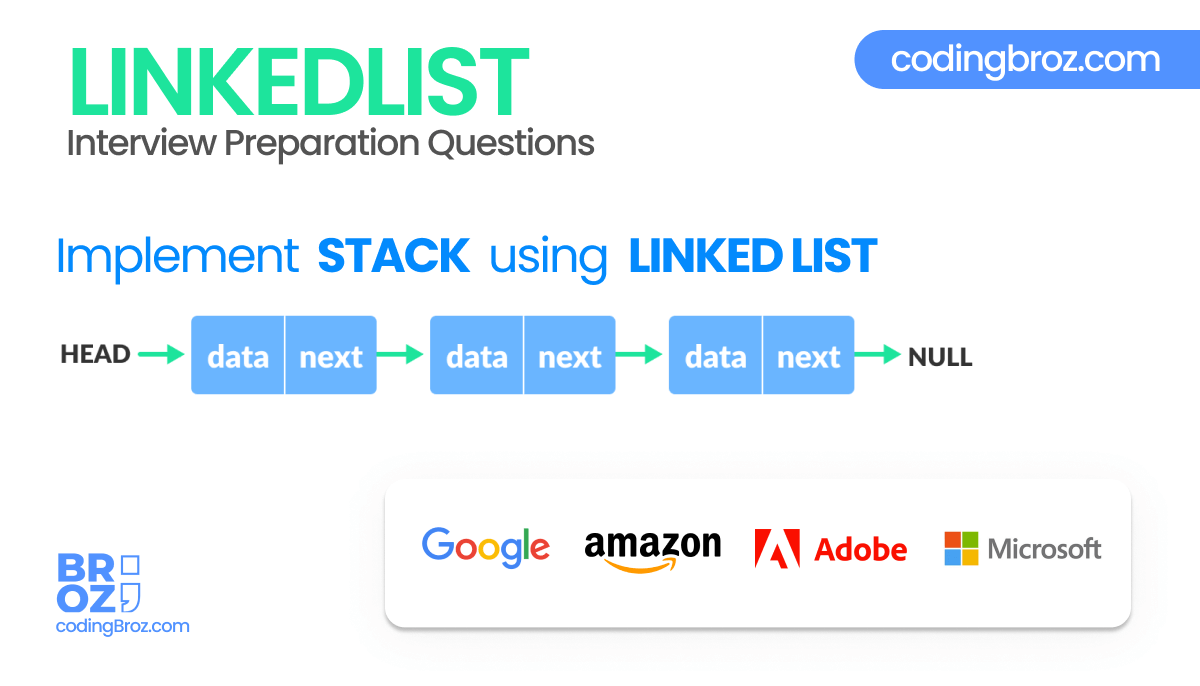 How to implement a stack using linked list in Java & C++ - CodingBroz