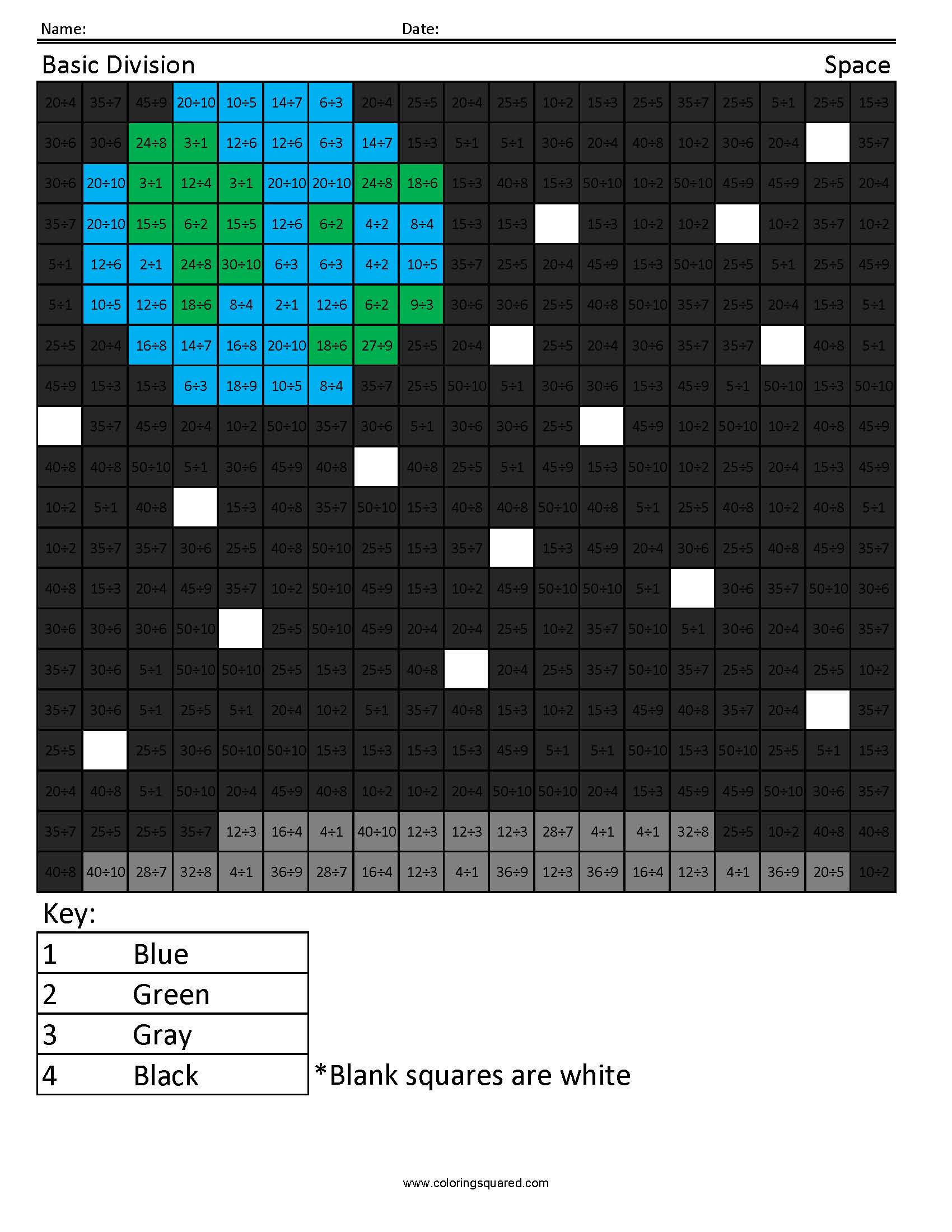 3rd grade math coloring squared