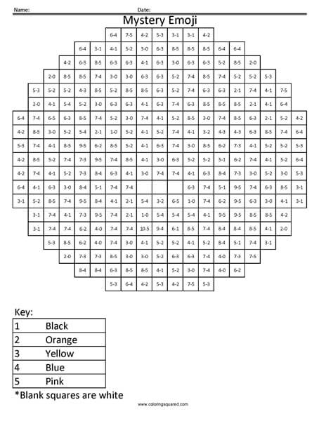 sob emoji subtraction coloring coloring squared