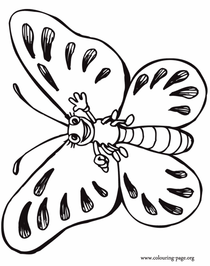 butterflies a cute waving butterfly coloring page