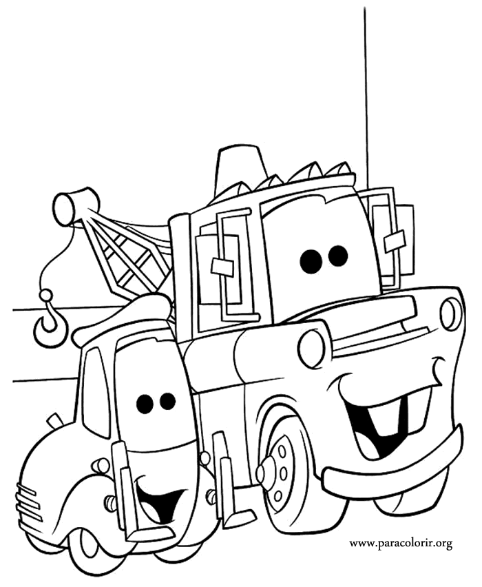 cars movie guido and tow mater coloring page