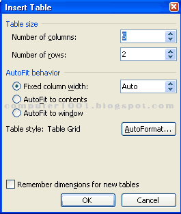 Menggunakan Table – Word 2003 – Computer 1001