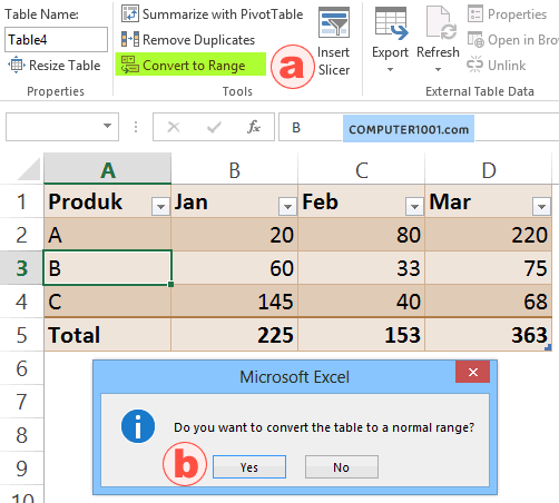 Format Table dengan Style Excel – Computer 1001