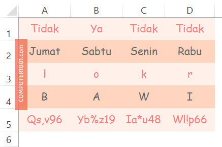 Cara Membuat Kata atau Simbol Acak di Excel – Computer 1001