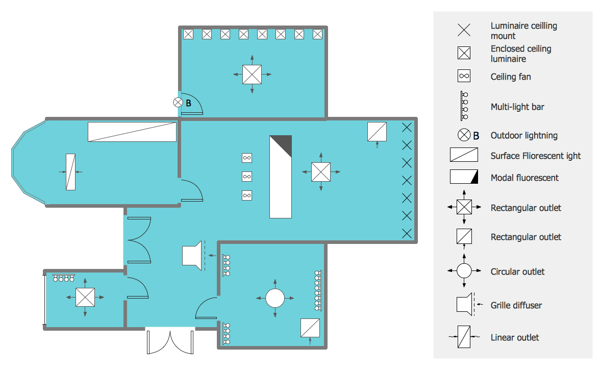 The airplane ceiling light is designed for a variety of purposes in your home, garage or workshop. Reflected Ceiling Plans Solution | ConceptDraw.com