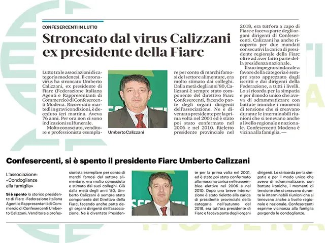 Fiarc - Cordoglio Per La Scomparsa Di Calizzani - Confesercenti Modena 480_x_640_jpg
