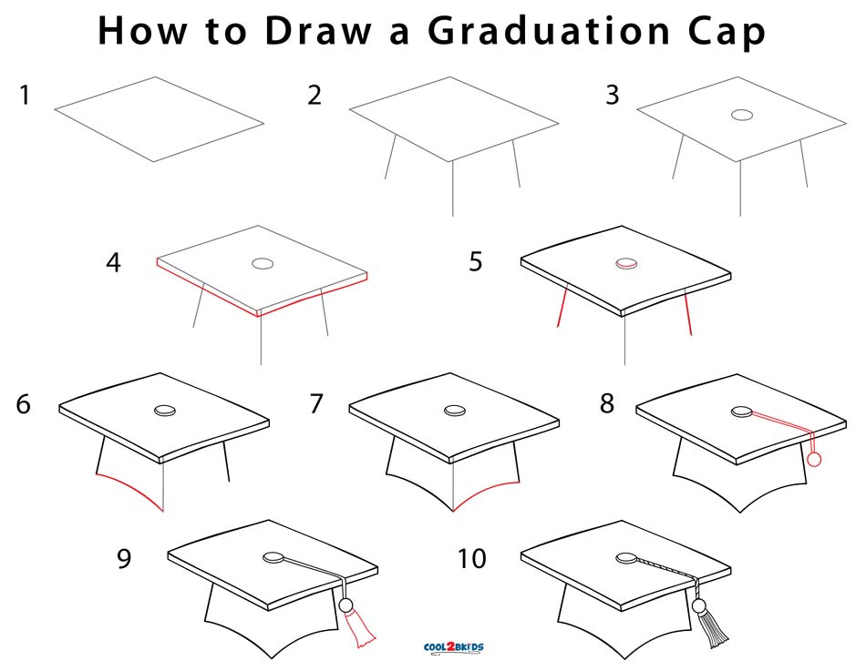 This lesson shows how to draw one looking up or down. How To Draw A Graduation Cap Step By Step Pictures
