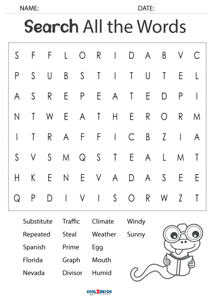 5th grade word search cool2bkids