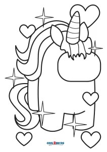 free printable among us unicorn coloring pages for kids