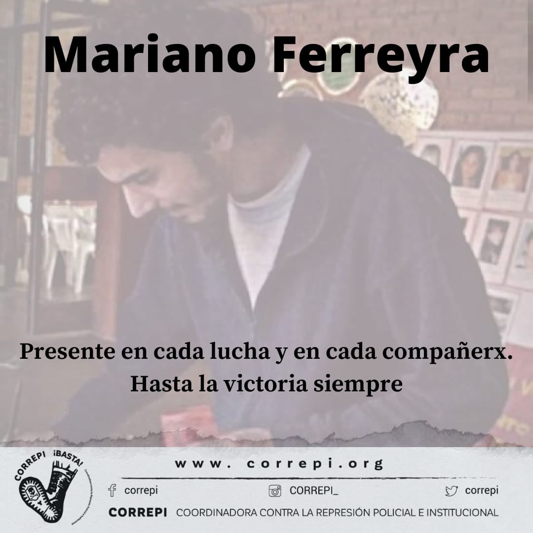 To reset your password, submit your username or your email address below. A 11 aÃ±os del asesinato de Mariano Ferreyra. | CORREPI