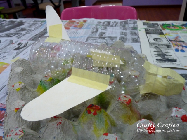 Coat them in the paper mache paste and stick them on the plane until the whole bottle and wings . Crafty Crafted Com Blog Archive Crafts For Children Paper Mache Aeroplane
