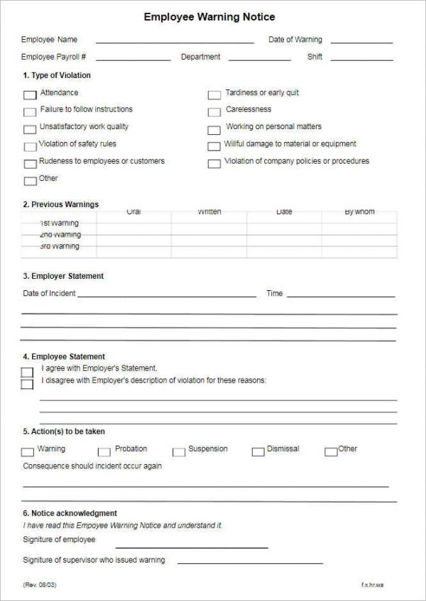 26 employee write up form templates free word