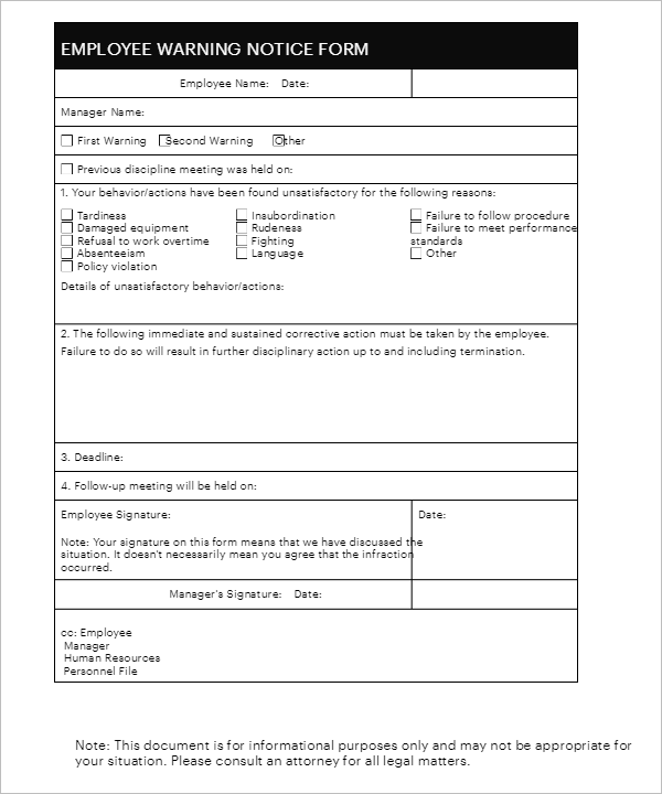 26 employee write up form templates free word