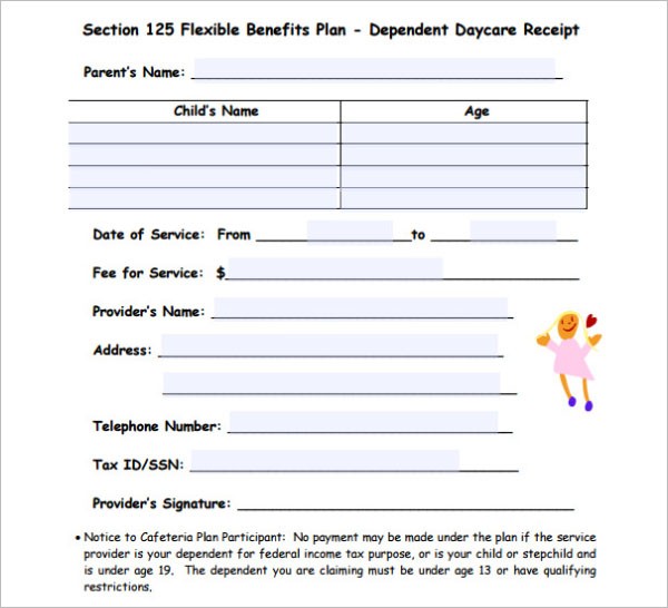 21 daycare receipt templates free pdf word excel formats